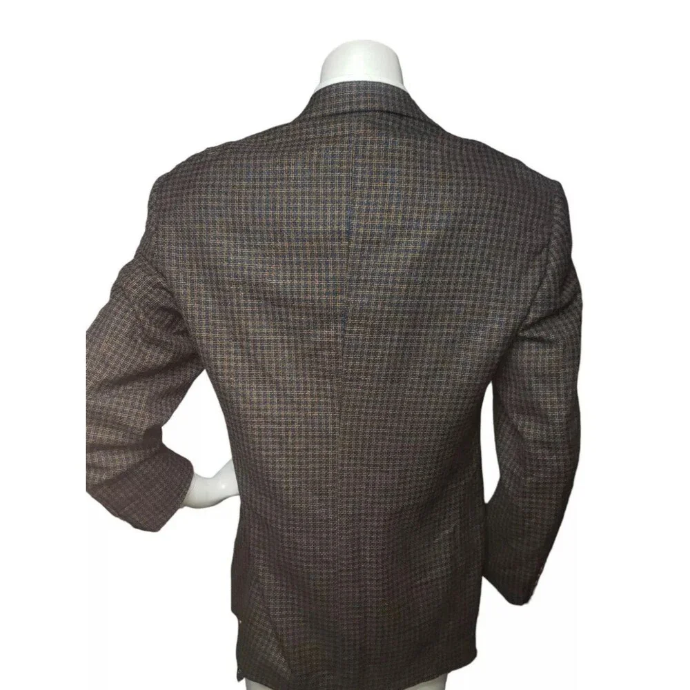 LBM BIANCHI Bozzella & Lesna Italian Blazer Glen Check Wool Silk Men 40R